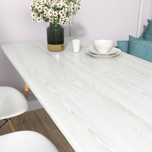 WESTICK White Wood Contact Paper for Countertops White Wood Peel and Stick Wallpaper Removable Kitchen Wood Grain Contact Paper for Cabinets and D...